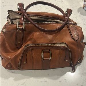 Cole Haan Brown Leather Shoulder Bag  Structured Design